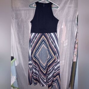XL Navy blue/ Multicolor Pattern Dress